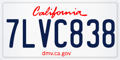 CA license plate 7LVC838