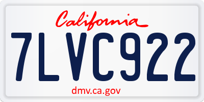 CA license plate 7LVC922