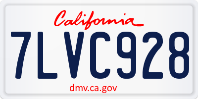 CA license plate 7LVC928