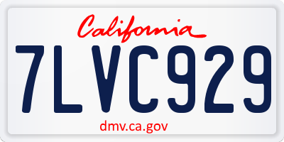 CA license plate 7LVC929