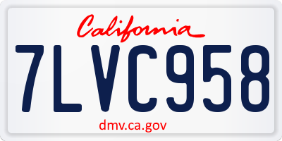CA license plate 7LVC958