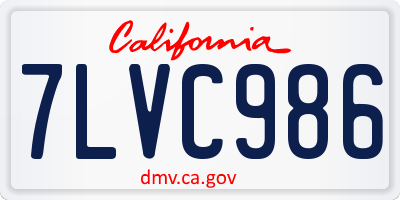 CA license plate 7LVC986