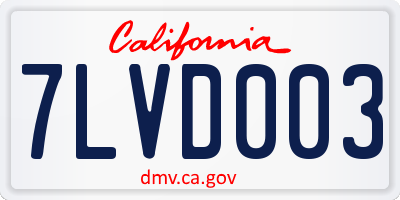 CA license plate 7LVD003