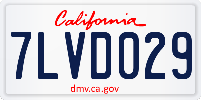 CA license plate 7LVD029