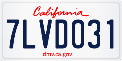 CA license plate 7LVD031
