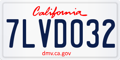 CA license plate 7LVD032