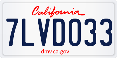 CA license plate 7LVD033