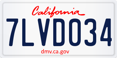 CA license plate 7LVD034