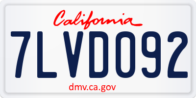 CA license plate 7LVD092