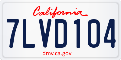 CA license plate 7LVD104