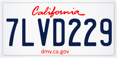 CA license plate 7LVD229