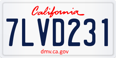 CA license plate 7LVD231