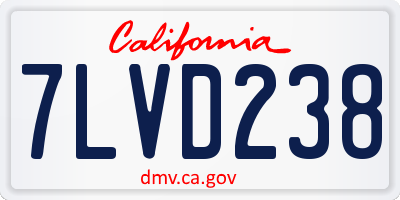 CA license plate 7LVD238