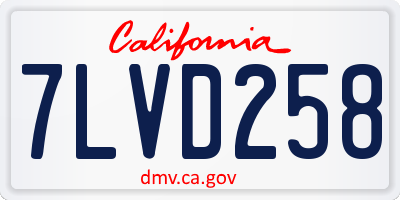 CA license plate 7LVD258