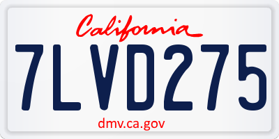 CA license plate 7LVD275