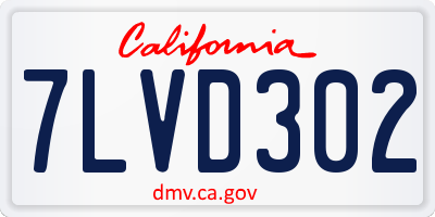 CA license plate 7LVD302