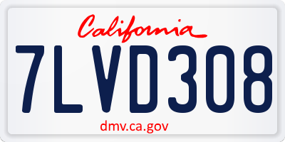 CA license plate 7LVD308