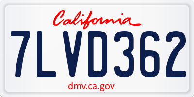 CA license plate 7LVD362