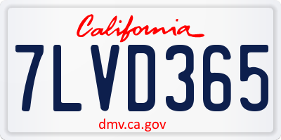 CA license plate 7LVD365