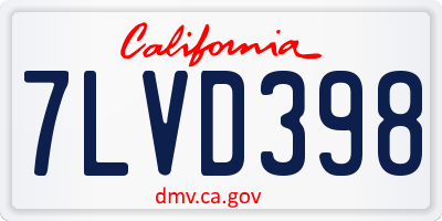 CA license plate 7LVD398