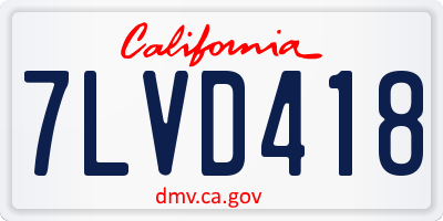 CA license plate 7LVD418