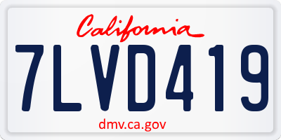 CA license plate 7LVD419