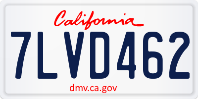 CA license plate 7LVD462