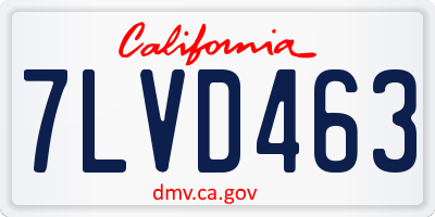 CA license plate 7LVD463