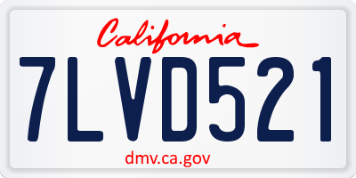 CA license plate 7LVD521