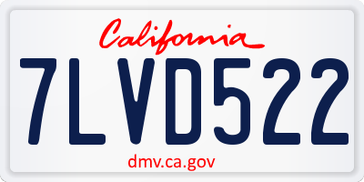 CA license plate 7LVD522