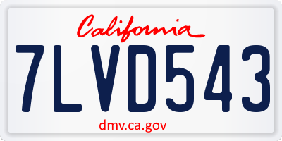 CA license plate 7LVD543