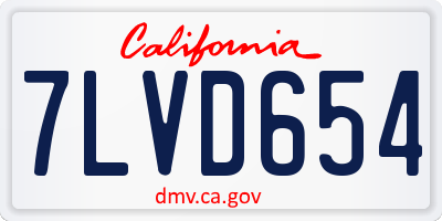CA license plate 7LVD654