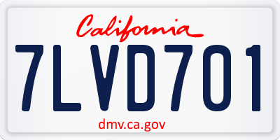 CA license plate 7LVD701