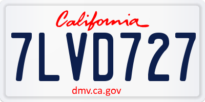 CA license plate 7LVD727