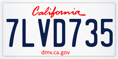 CA license plate 7LVD735
