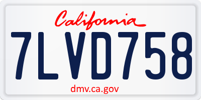 CA license plate 7LVD758
