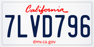 CA license plate 7LVD796