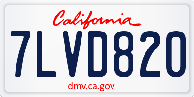 CA license plate 7LVD820
