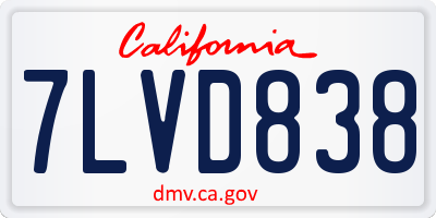 CA license plate 7LVD838