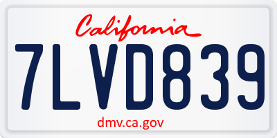 CA license plate 7LVD839