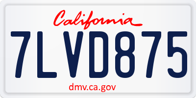 CA license plate 7LVD875