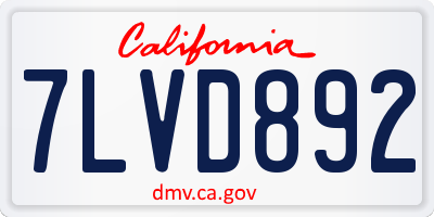 CA license plate 7LVD892