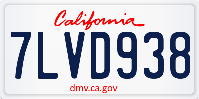 CA license plate 7LVD938
