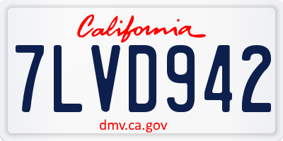 CA license plate 7LVD942