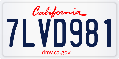 CA license plate 7LVD981