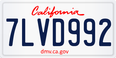 CA license plate 7LVD992