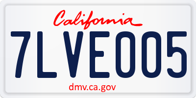 CA license plate 7LVE005