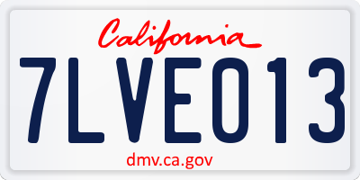 CA license plate 7LVE013