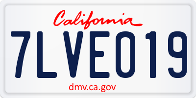 CA license plate 7LVE019