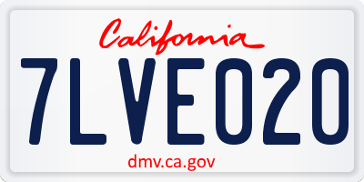CA license plate 7LVE020